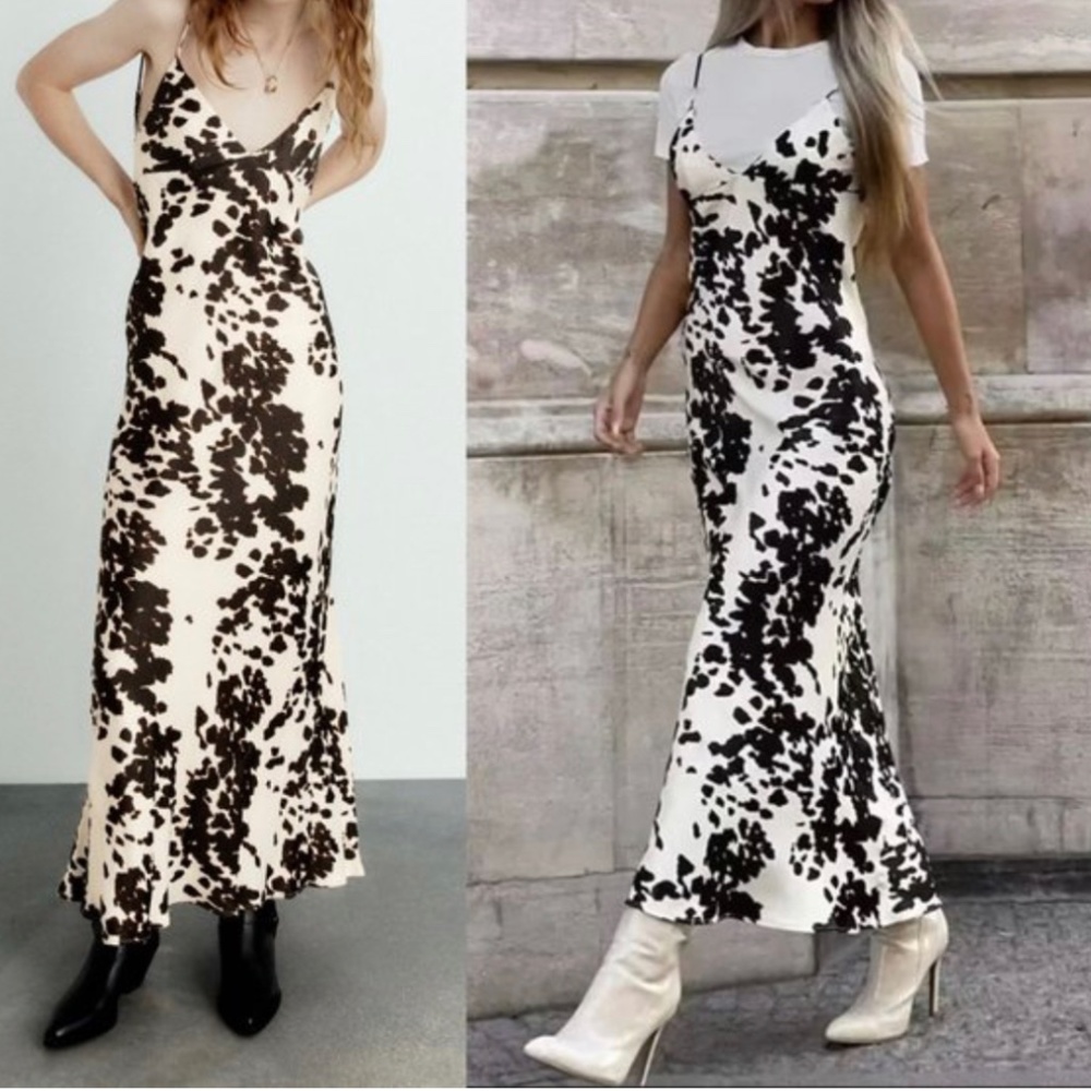 NWT Zara Satin Effect Animal Print Slip